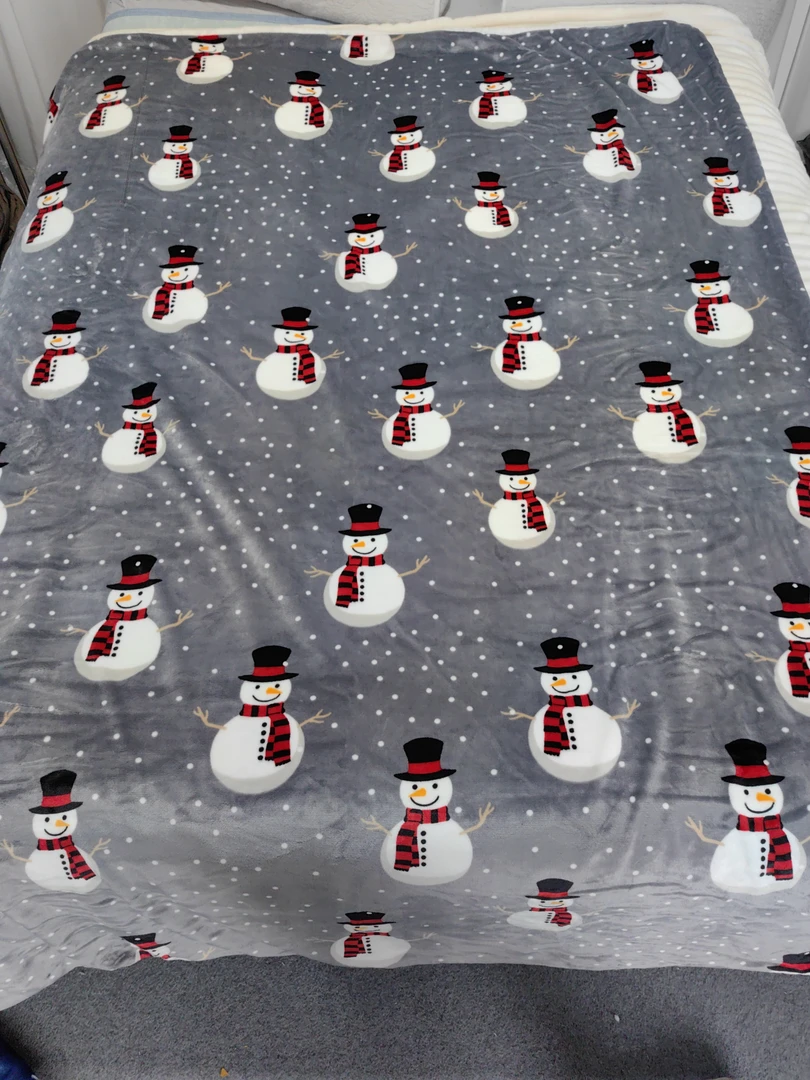 小华约150*200灰色雪人图案超厚毛毯背面糕糕发1条