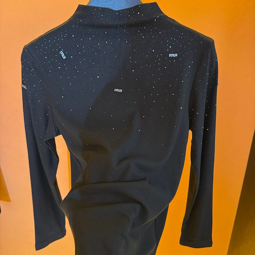 女长袖烫钻堆堆领半高领修身型T恤休闲风欧美风9966