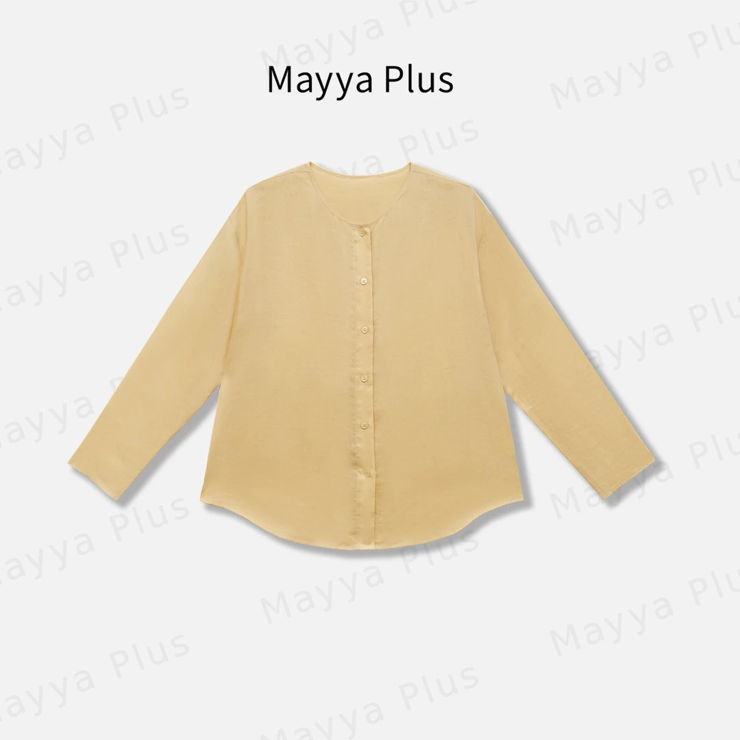 【极简苎麻】Mayya Plus麦芽定制法式无领休闲衬衫百搭上衣32527960