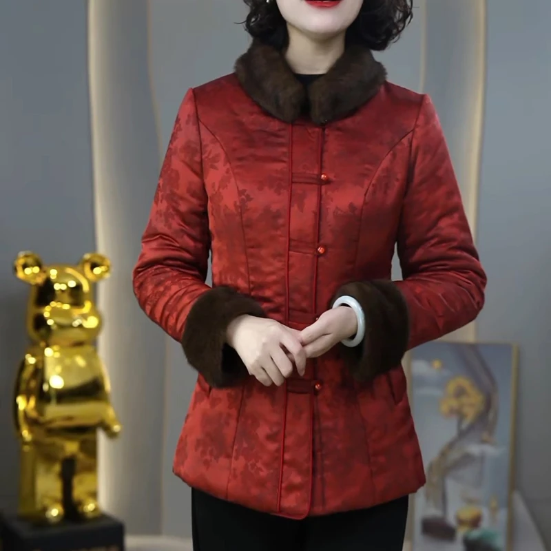 新中式国风棉服女2025冬季新款中年妈妈装设计感时尚加厚保暖外套