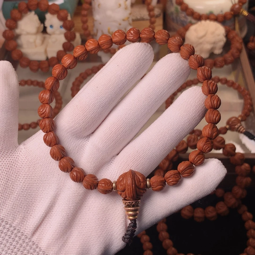 山***哥吊坠桃核双脊龙手持08