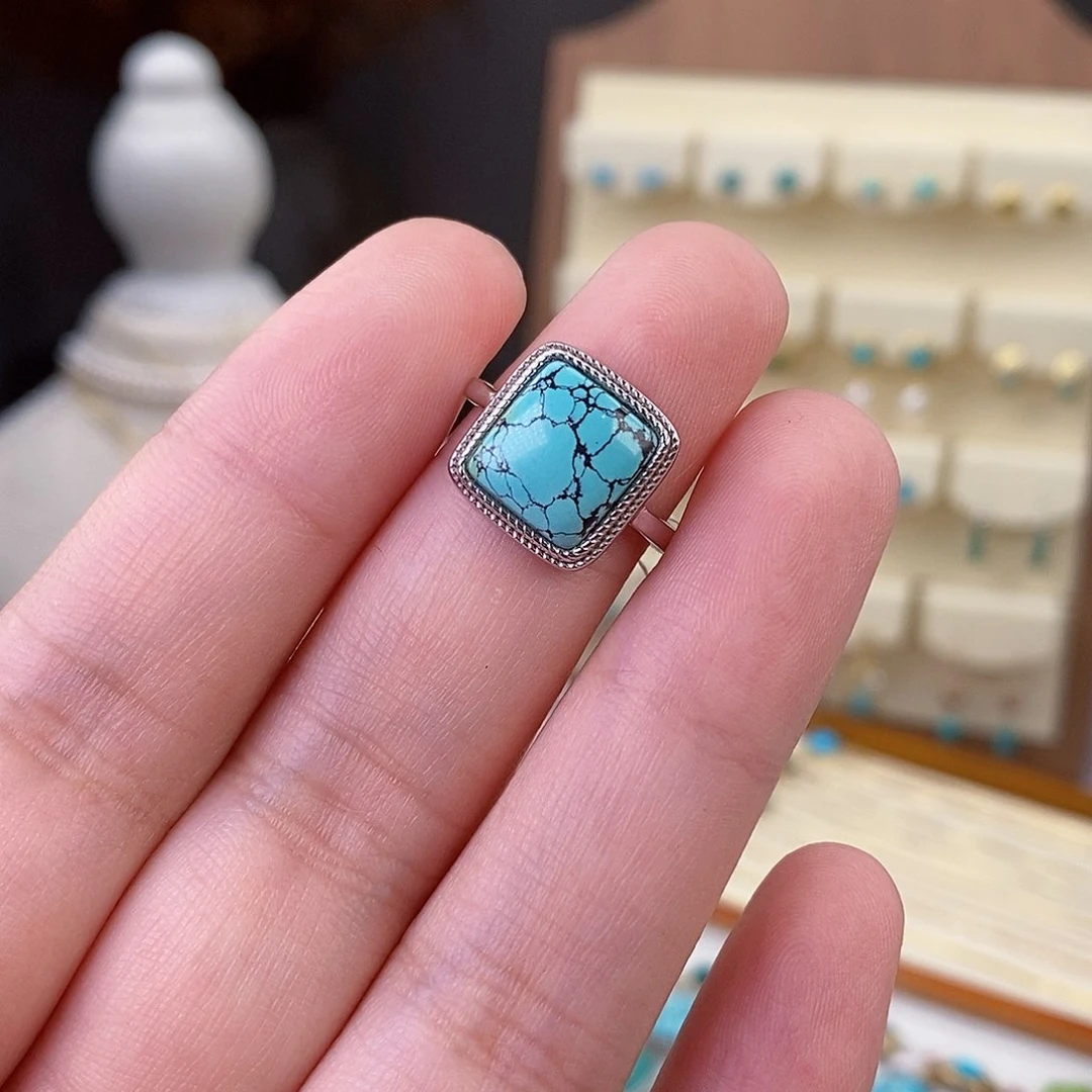 绿松石戒指银S925镶嵌