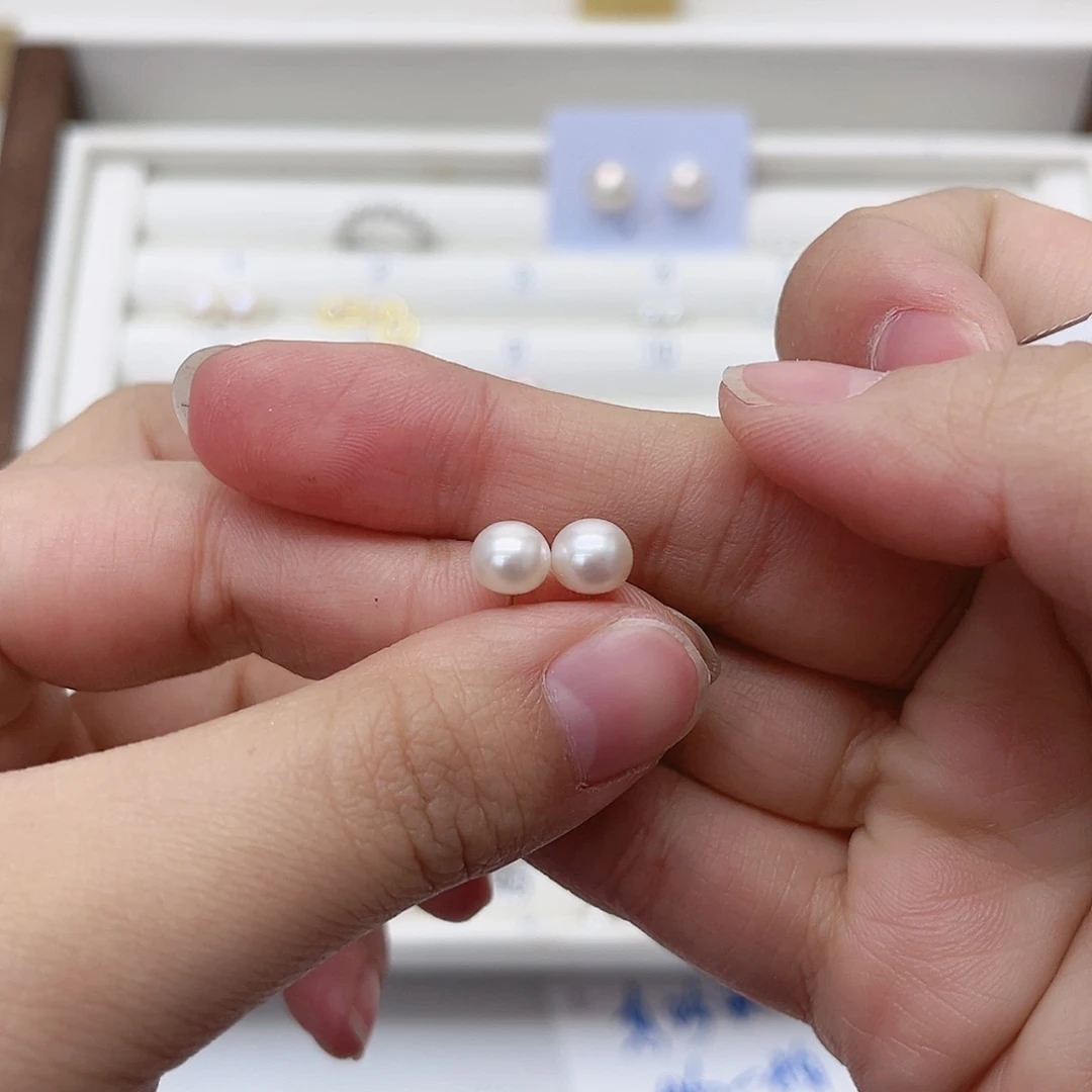 淡水珍珠耳饰银S925镶嵌幻*