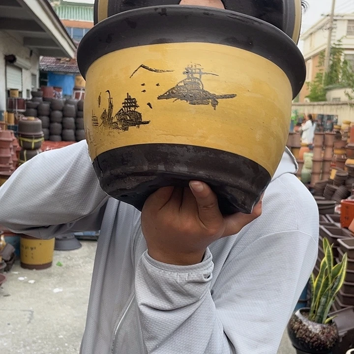 25+25黄色花盆紫砂花盆紫砂