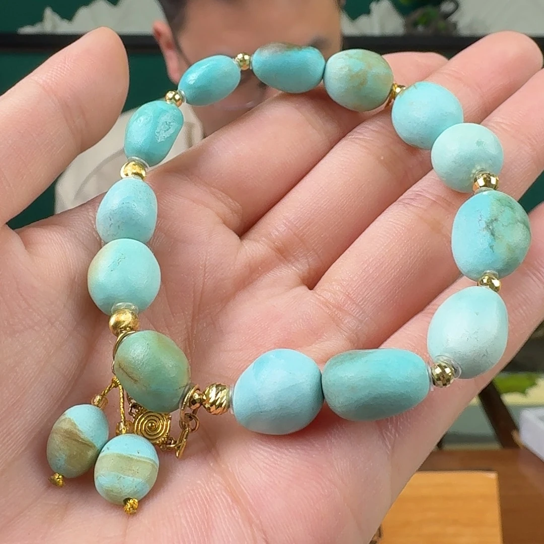 绿松石18K金镶嵌挂件