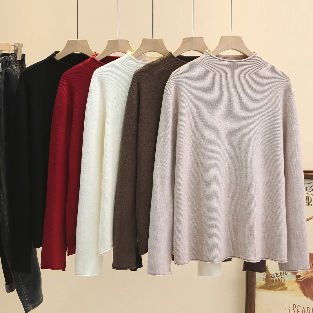 110-190斤大码女装胖妹妹冬季保暖百搭显瘦纯色毛衣内搭打底衫