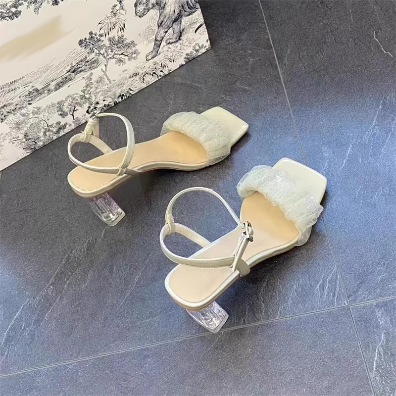 轻软舒适方跟凉鞋女5cm气质仙女风0207-5A56