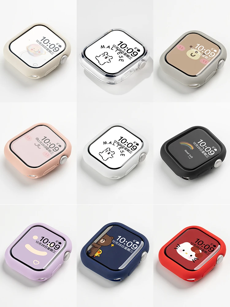 适用苹果手表S8保护壳iwatchS10硅胶ultra半包SE糖果s9软壳S7防摔