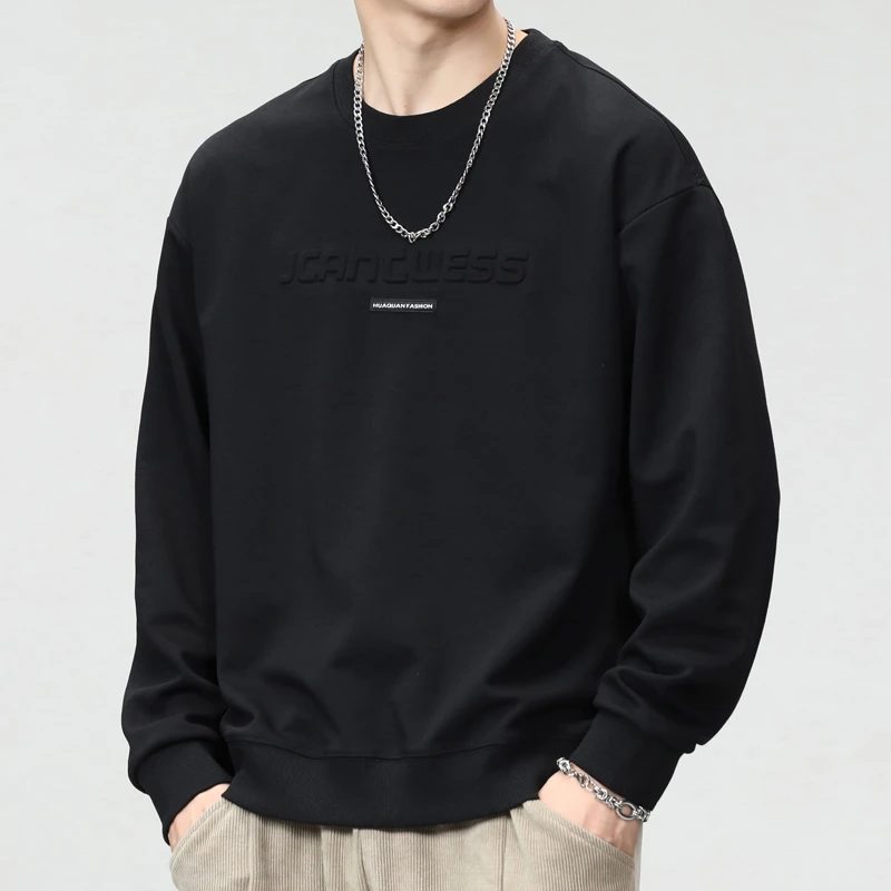 路约威格圆领卫衣长袖t恤男士秋季新款时尚套头印花休闲宽松上衣