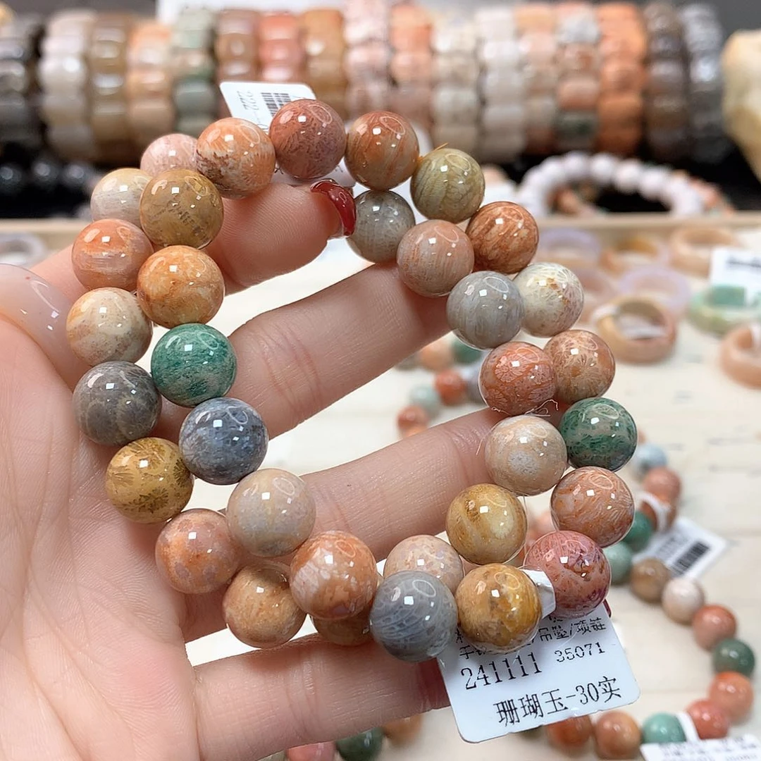 硅化珊瑚（珊瑚玉）手链未镶嵌拿****?171