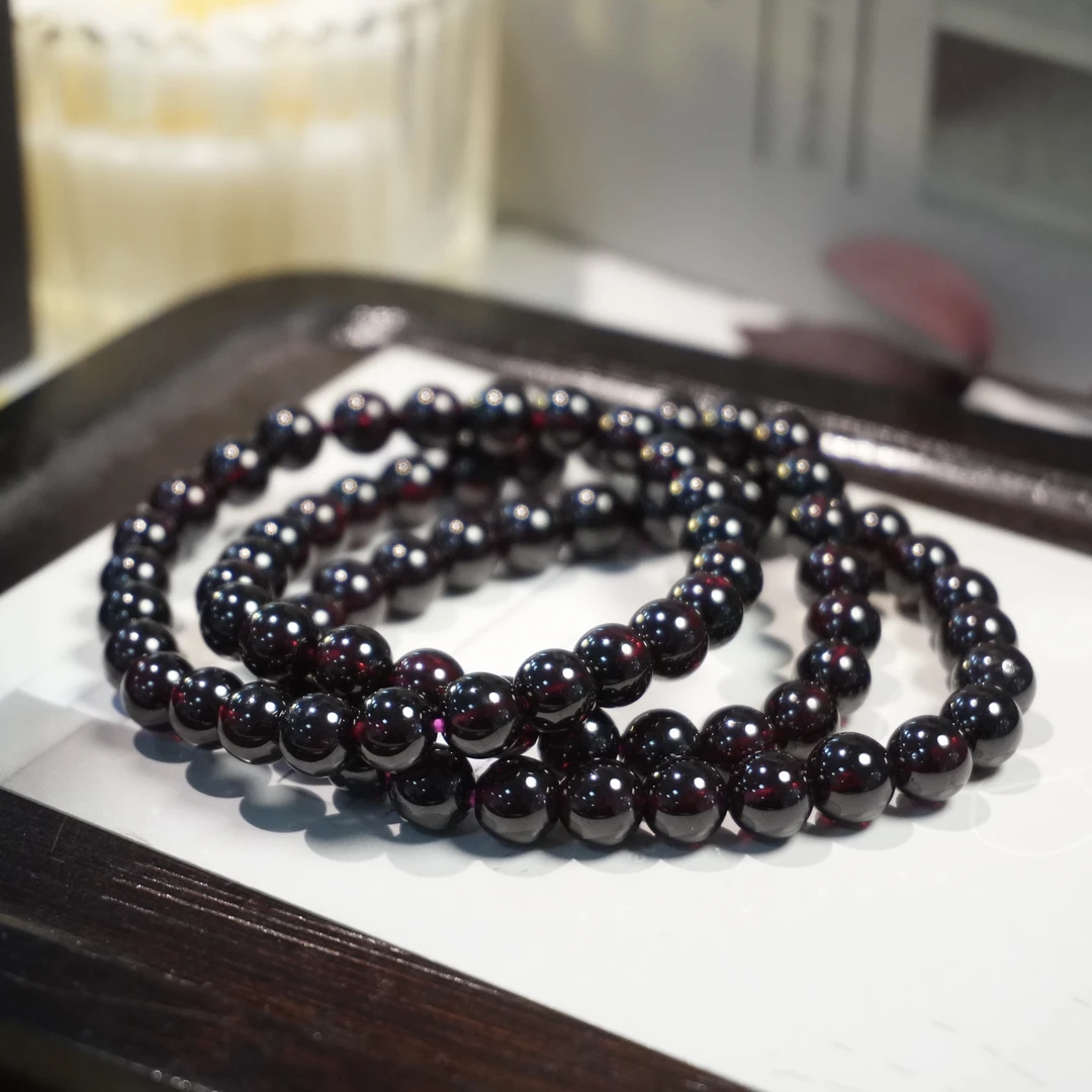 【书记甄选】天然石榴石单圈手链 多样性发一件 约7mm CX3143