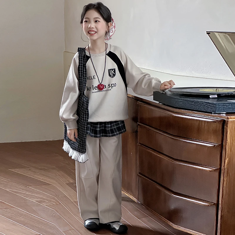 简约潮牌店铺儿童服装2025年新款衣服女童装秋装套装6-12岁高级感