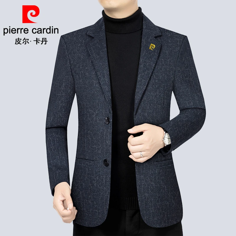皮尔卡丹高档抗皱免烫西装男外套商务修身男士西服春秋帅气单西