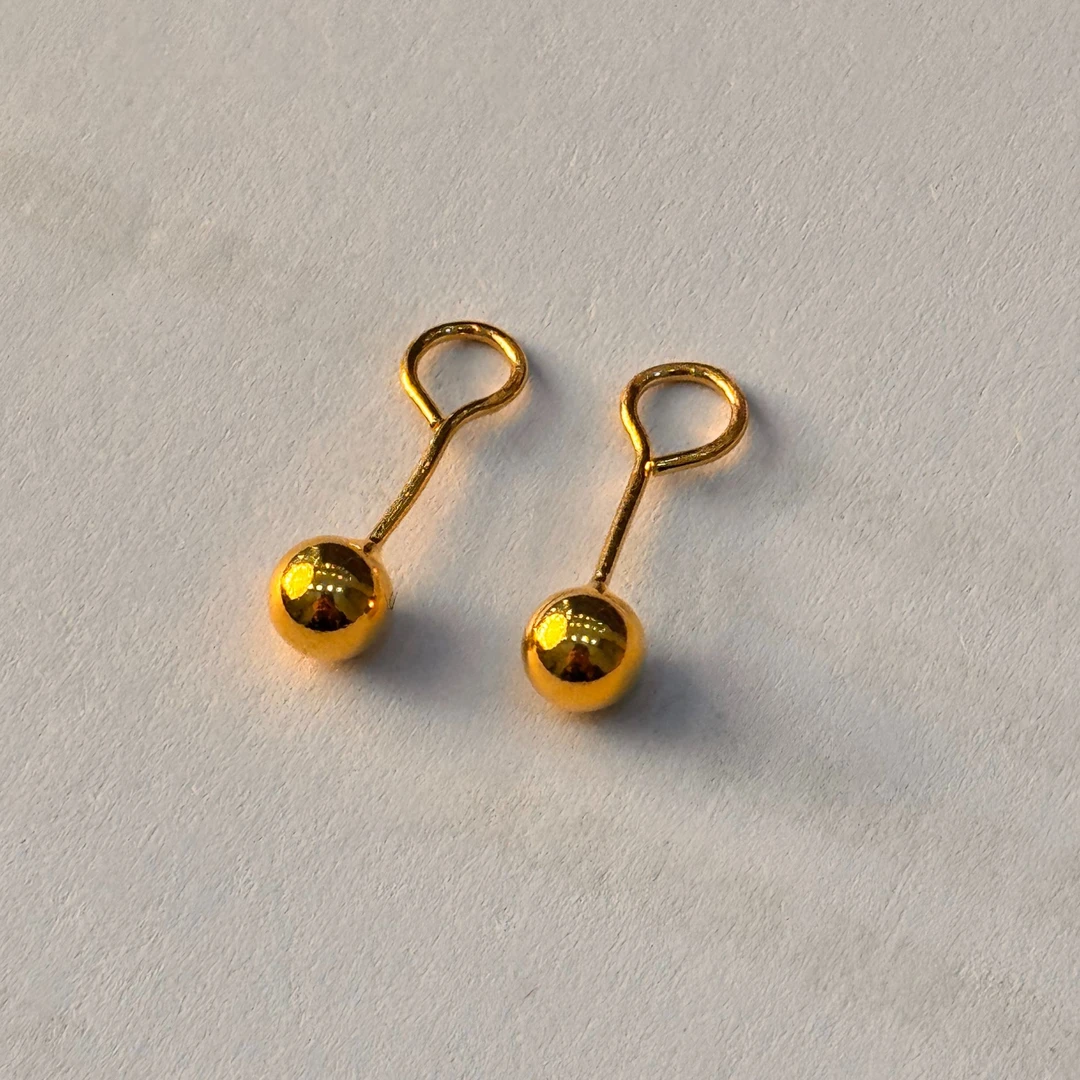 足银耳饰 足银耳钉 经典小金豆 内足外足 经典时尚耳饰光珠