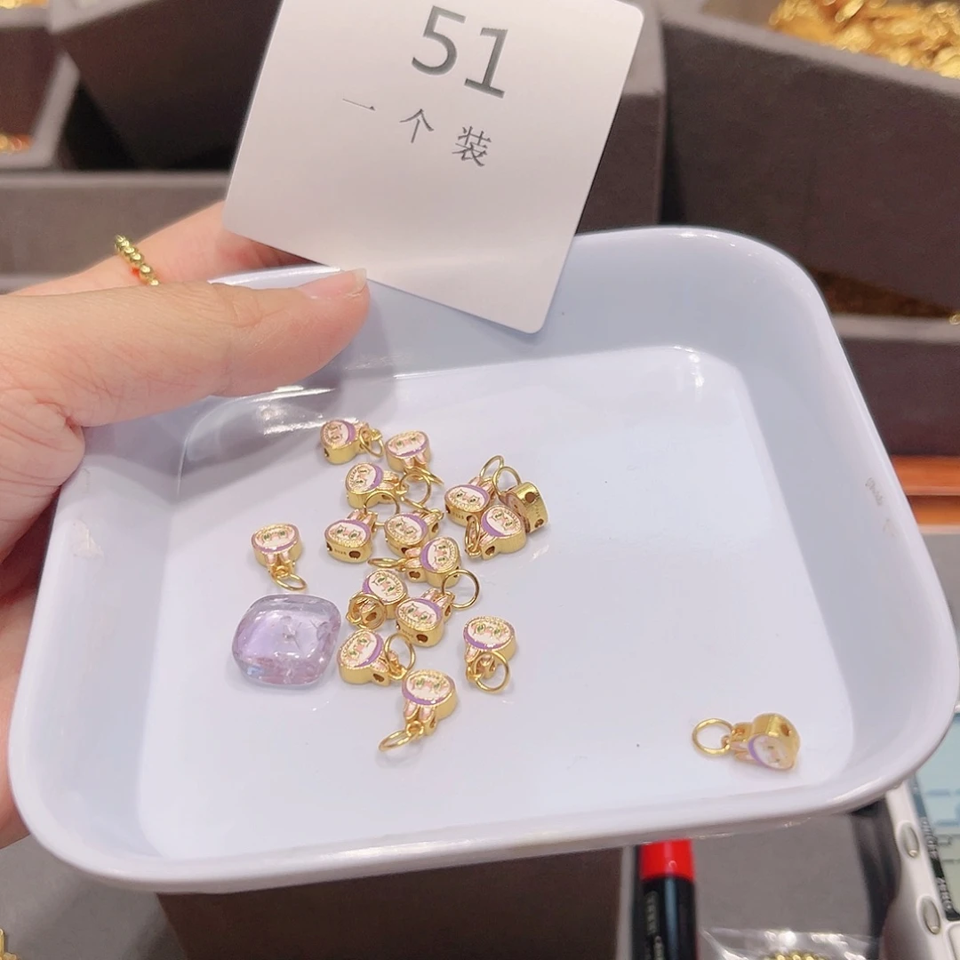 紫晶珠宝半成品银S925镀金镶嵌51