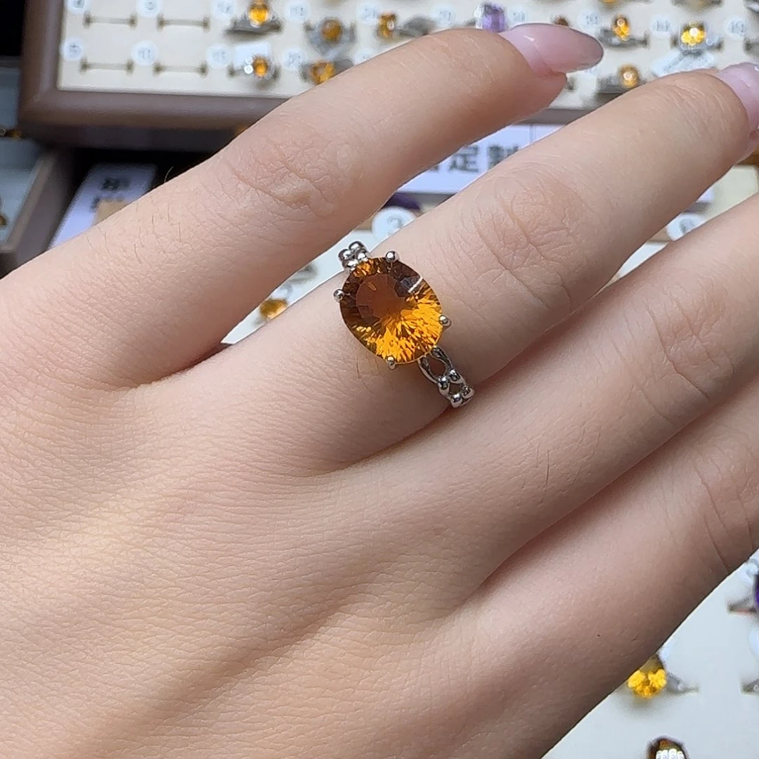 ╭***梦水晶银S925镶嵌珠宝半成品纯天然无优化黄水晶Q