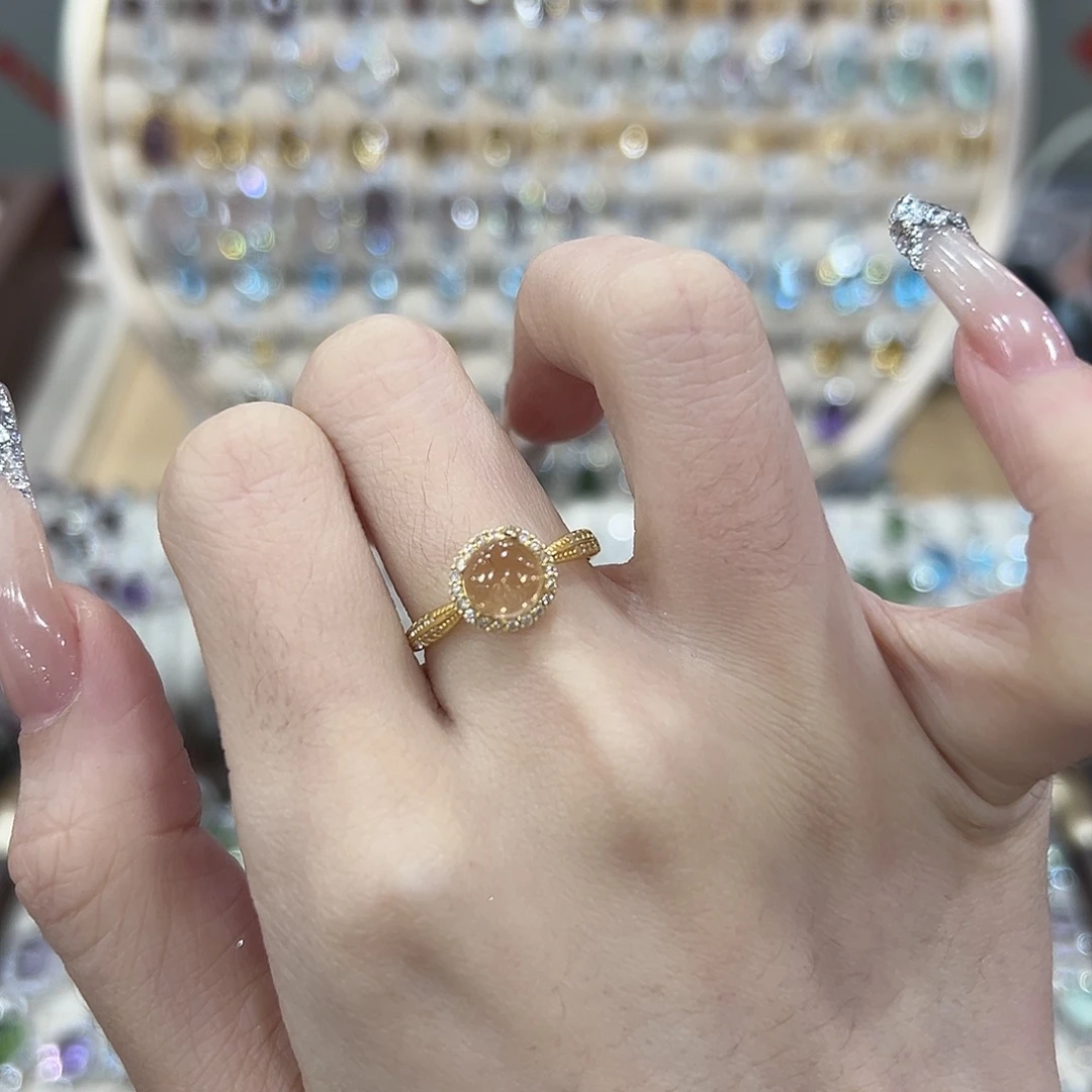 ᥫ***）黄晶银S925镶嵌戒指