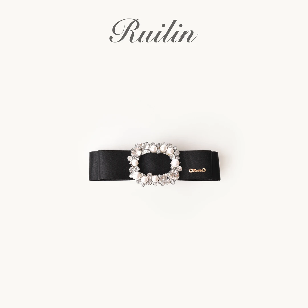 RUILIN【钻珠蝴蝶结】发夹点钻珍珠蝴蝶结轻奢百搭镶钻
