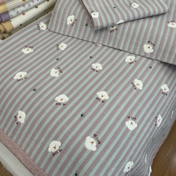 韩式双面全棉水洗垫四季榻榻米床盖床上铺盖单人三层夹棉多功能