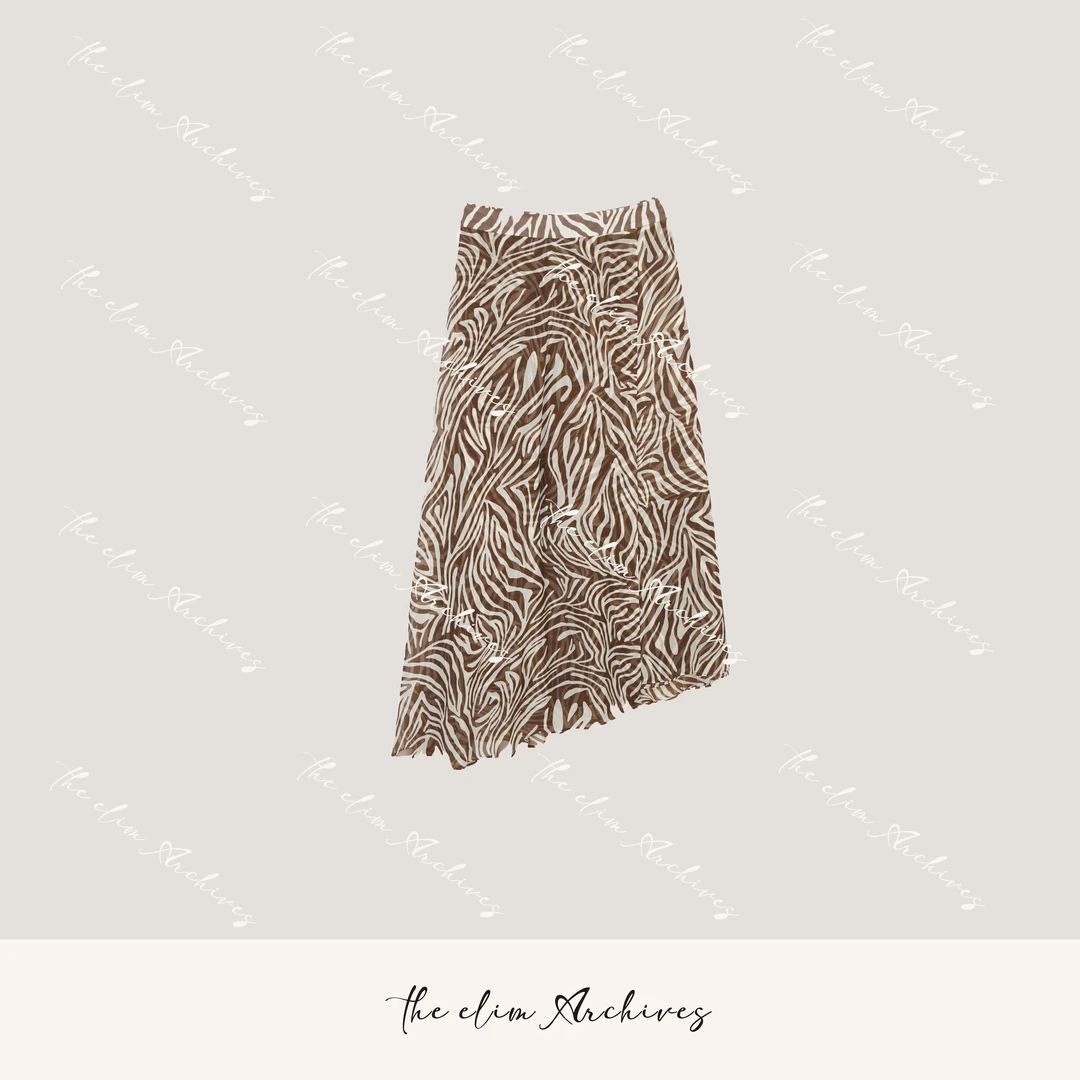 【以琳档案】“艺术家”斑马纹真丝A字轻盈夏季薄款半身裙#LN023188