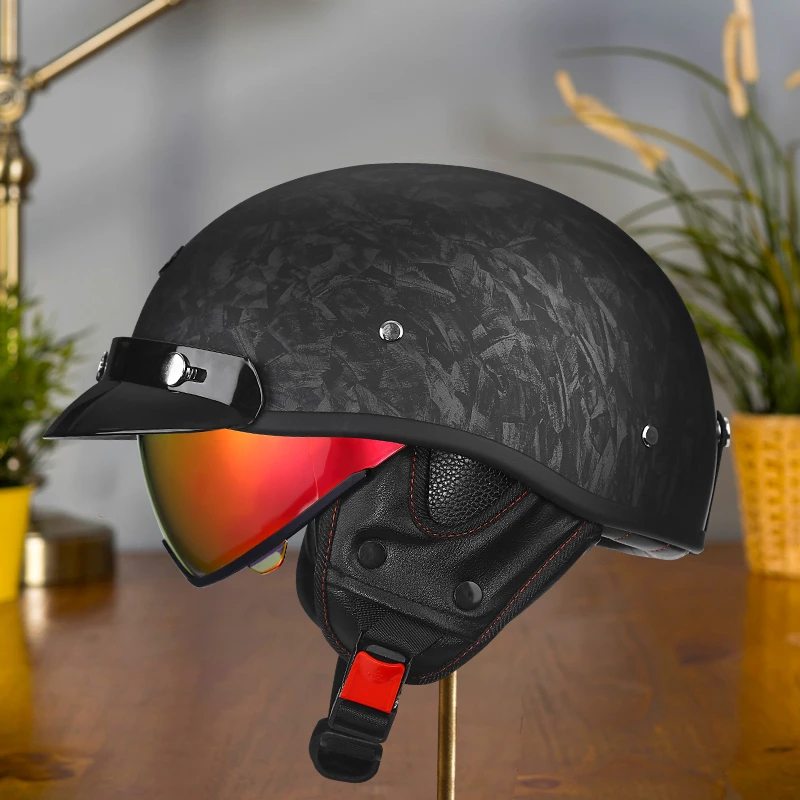 3C认证复古半盔摩托车头盔男女通用机车出行安全帽可拆洗半盔男款