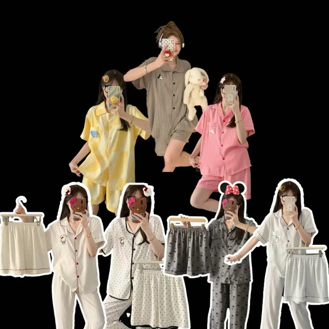 1春秋季长袖睡衣女甜美扎染蝴蝶云朵棉可外穿家居服