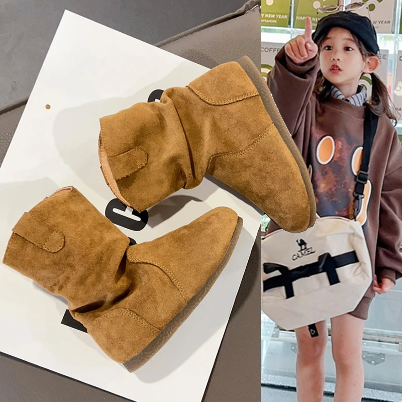 女童马丁靴春秋复古儿童堆堆靴勃肯短靴洋气靴子中大童中筒西部靴