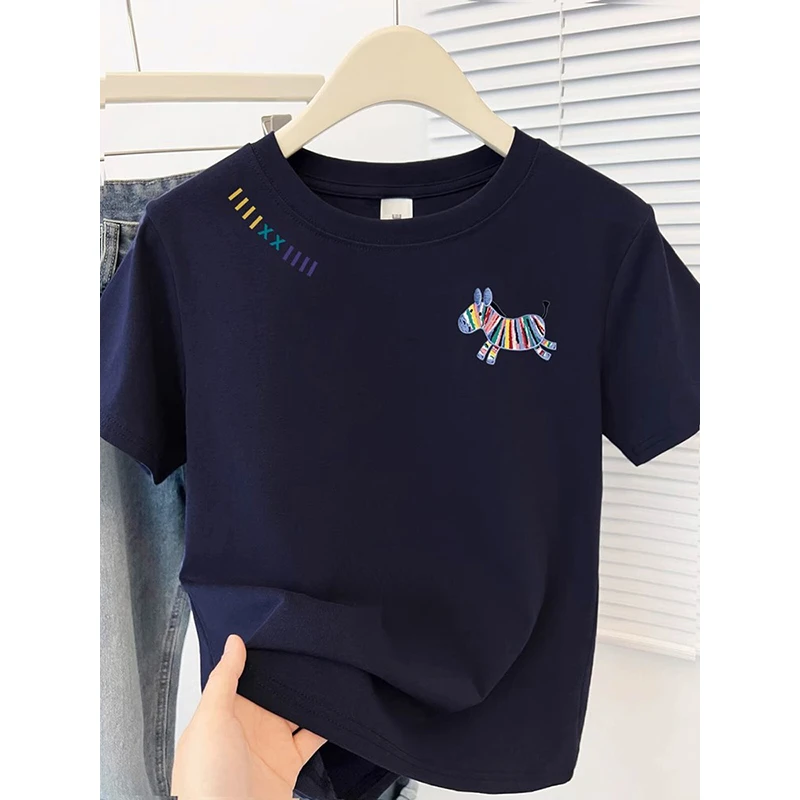 正肩今年流行彩虹小马T恤夏季2025新款超好看的百搭情侣装上衣