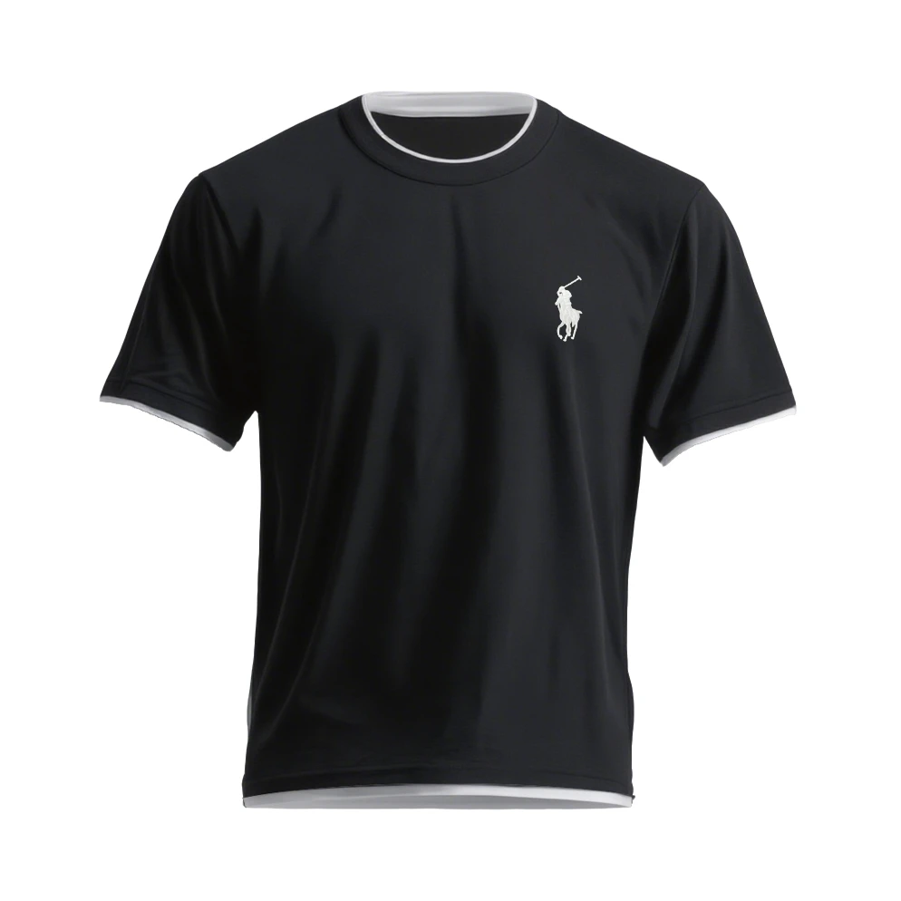 2025夏季新款假两件男装短袖T恤时尚休闲简约透气男士上衣