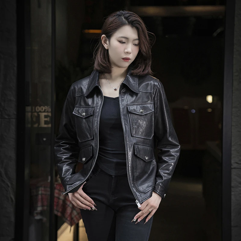 OFF-WATKIS潮牌/猎装皮衣男款秋冬翻领休闲帅气保暖机车夹克外套