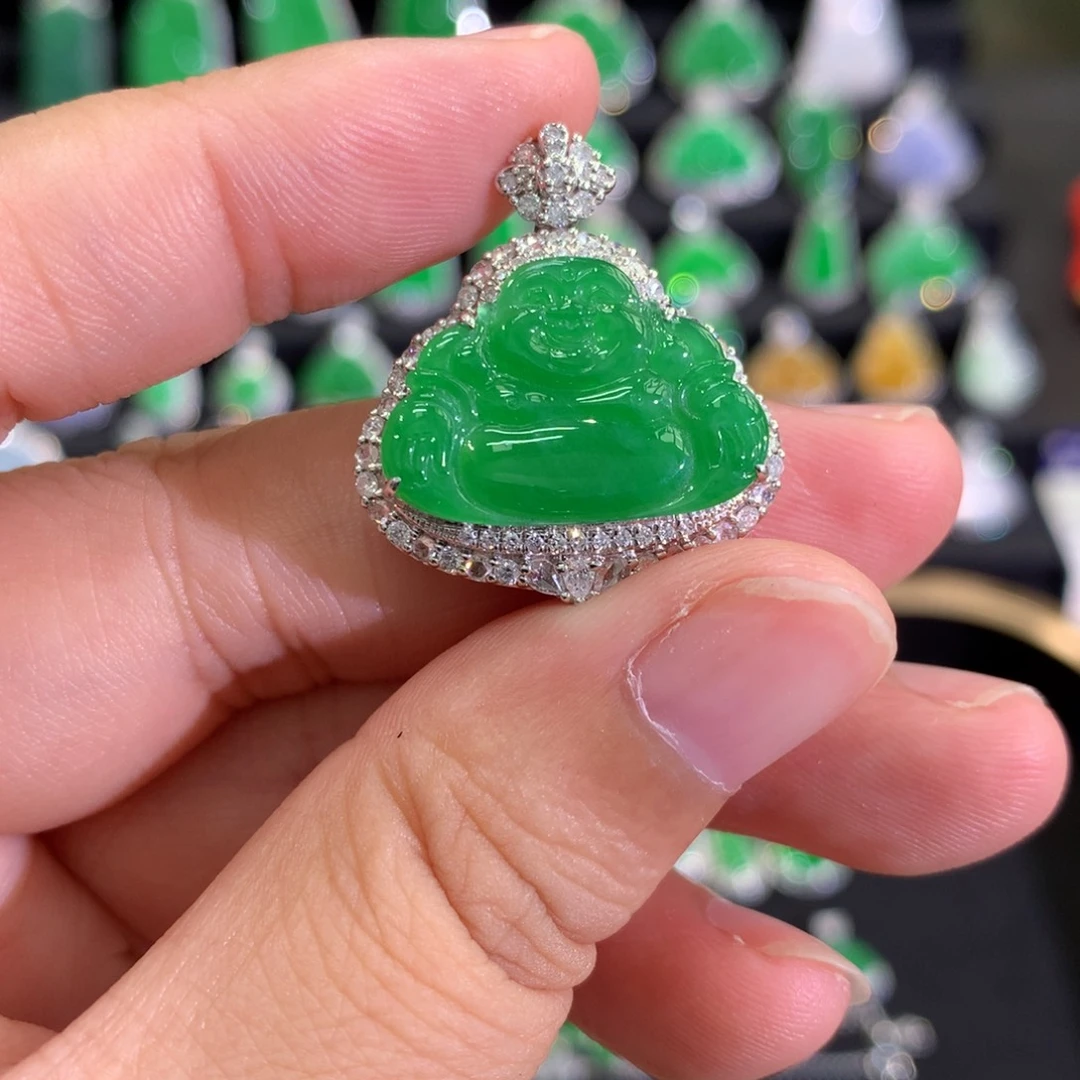 翡翠18K金镶嵌吊坠(不含链)吊坠