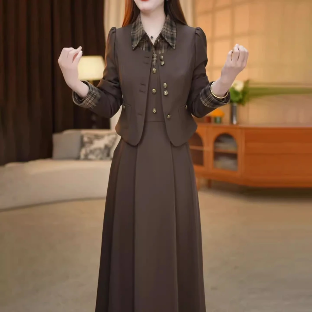 小香风套装连衣裙2025新款女春秋十三行爆款轻奢高级感减龄两件套