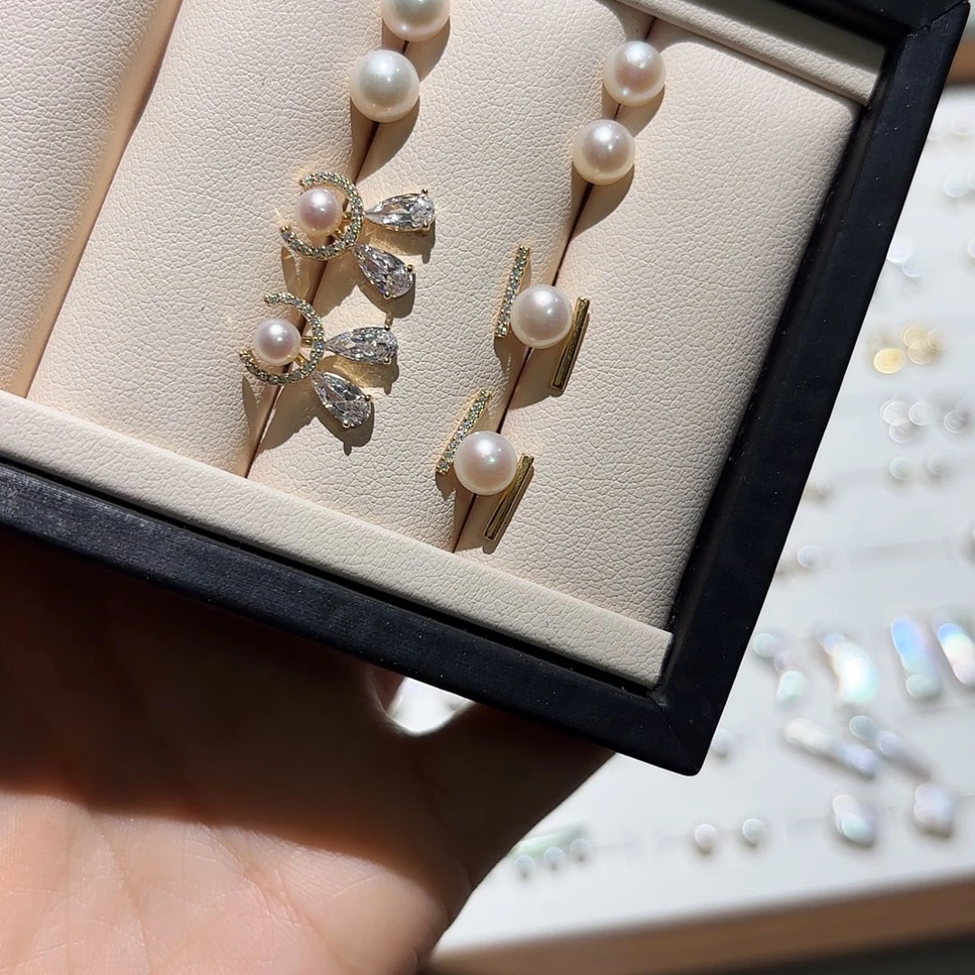 淡水珍珠耳饰银S925镶嵌