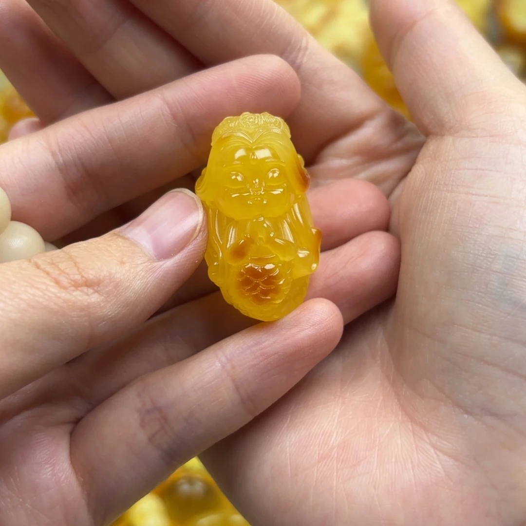 裸石蜜蜡未镶嵌蜜蜡吊坠打孔不退不换