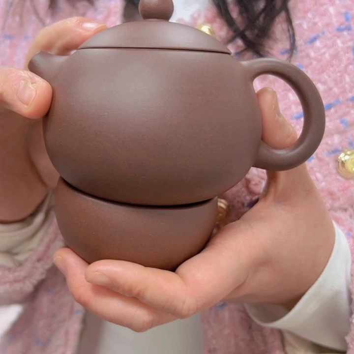 紫砂茶壶长****练紫泥西施+杯子