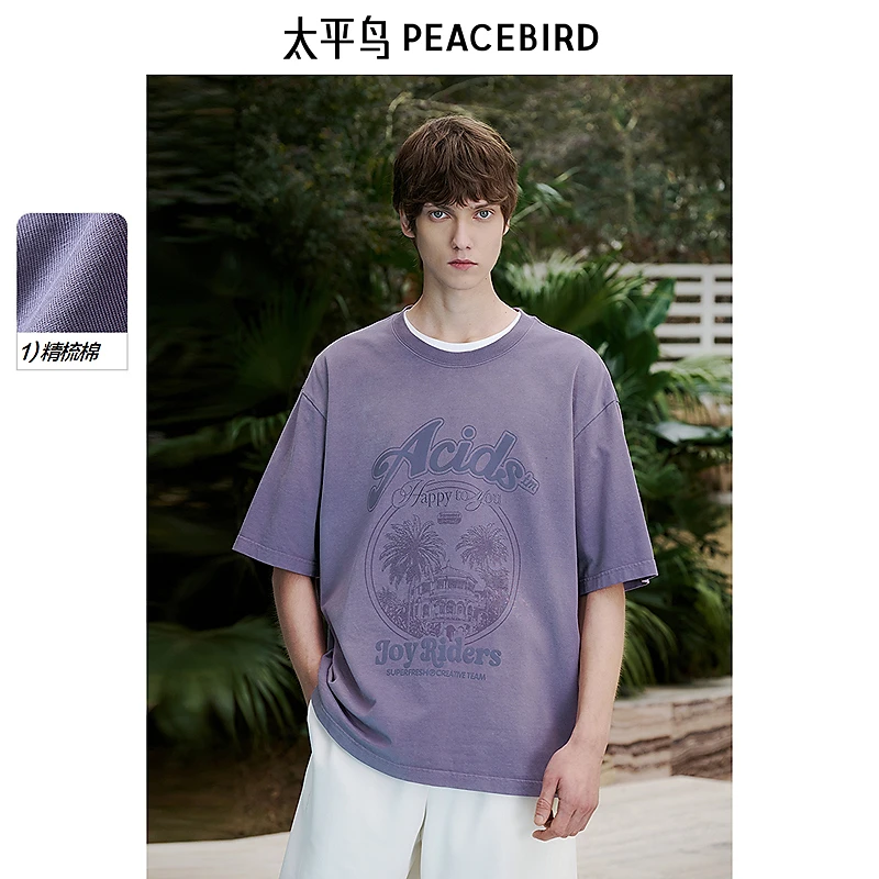 【商场同款】太平鸟男装 潮流美式复古休闲短袖T恤男B2CNF2516
