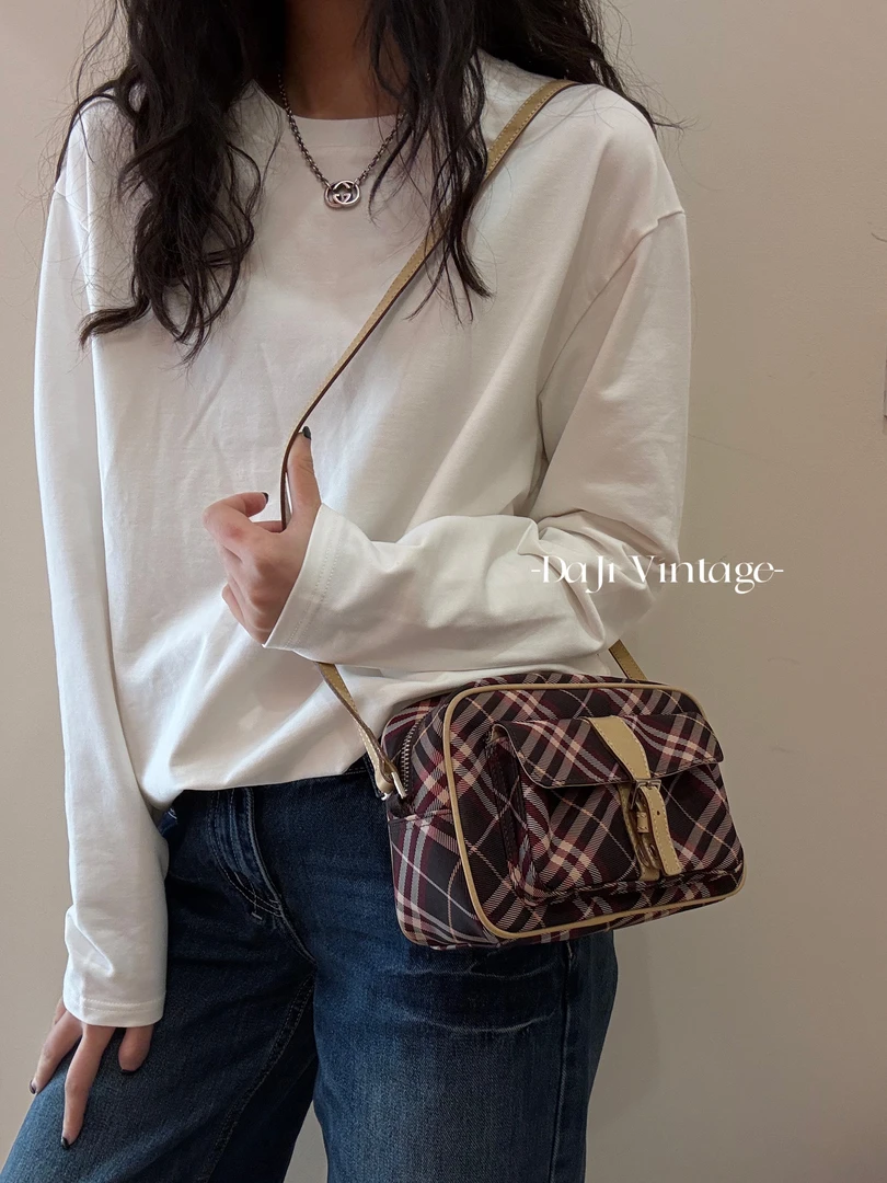 99新 BURBERRY/博柏利 大吉中古/sh/格纹相机斜挎包