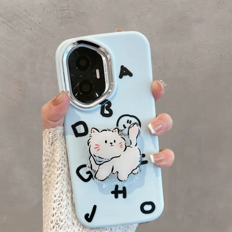 适用华为荣耀300手机壳300pro新款amm一an00女可爱猫咪带支架软壳