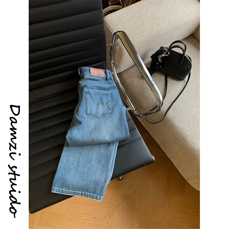 DA麦子“冰川蓝牛”显腿直醋酸烟管牛仔九分裤女 MZ8730醋牛