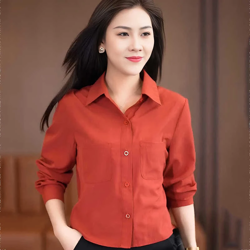 春季长袖衬衫女新款时尚洋气宽松炸街小个子夏款短袖衬衣女士上衣