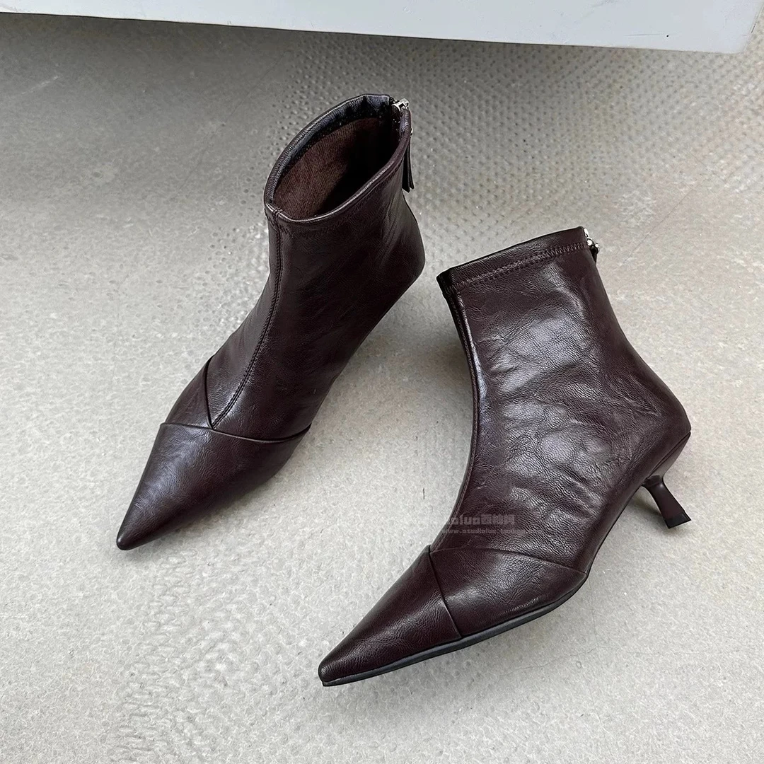 【咖色加绒168A】棕色细头百搭高跟鞋