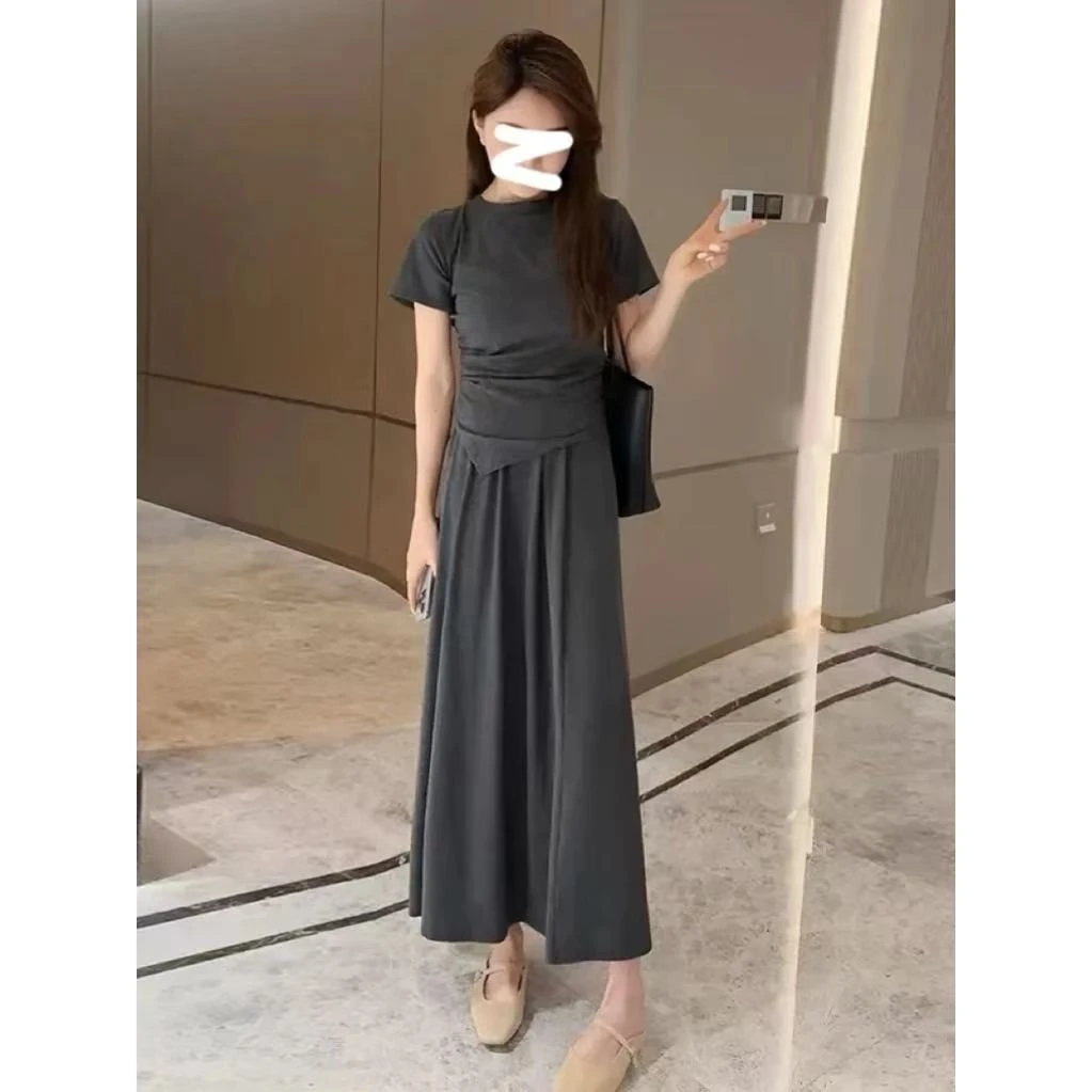 【小个子定制】小个子夏季简约休闲套装短袖T恤+半身裙#1249