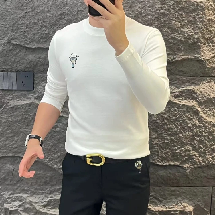 新款高端男士潮流百搭个性小人图案休闲打底衫5B324B68186-1