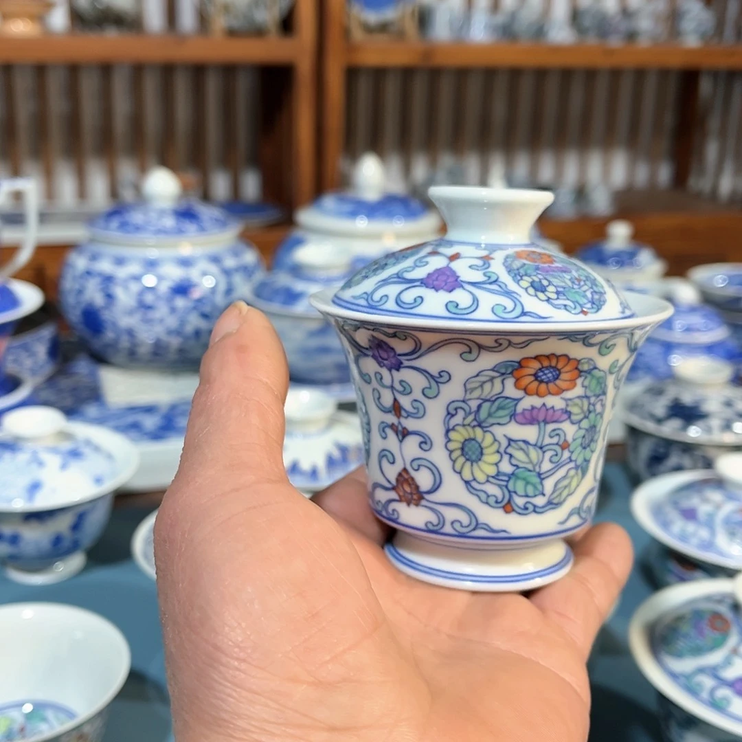 錡镇堂手工手绘盖碗