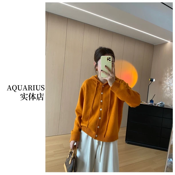 【AQUARIUS 】（慵懒假期）休闲甩帽毛衣1922