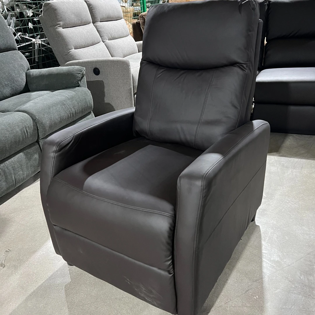 单人深棕皮质沙发可躺可睡懒人沙发