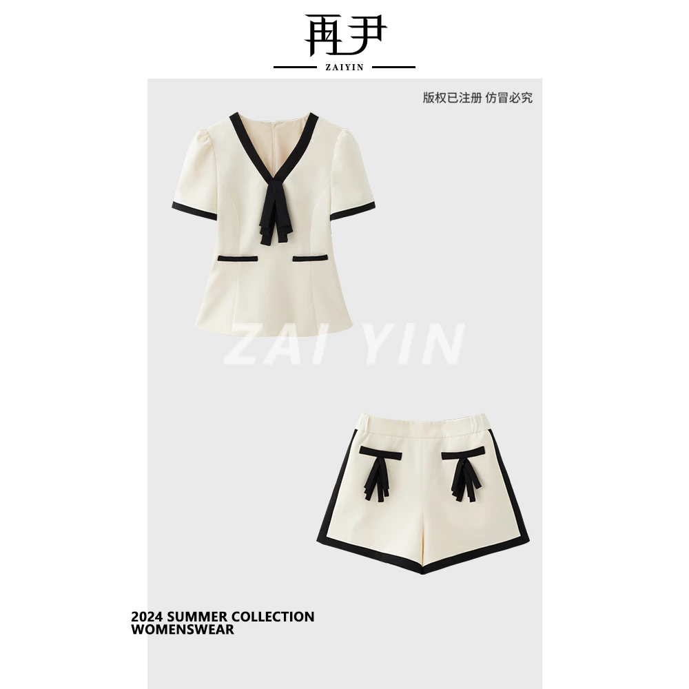 【月光舒曼】小众轻奢黑色夏季套装G24XT010119