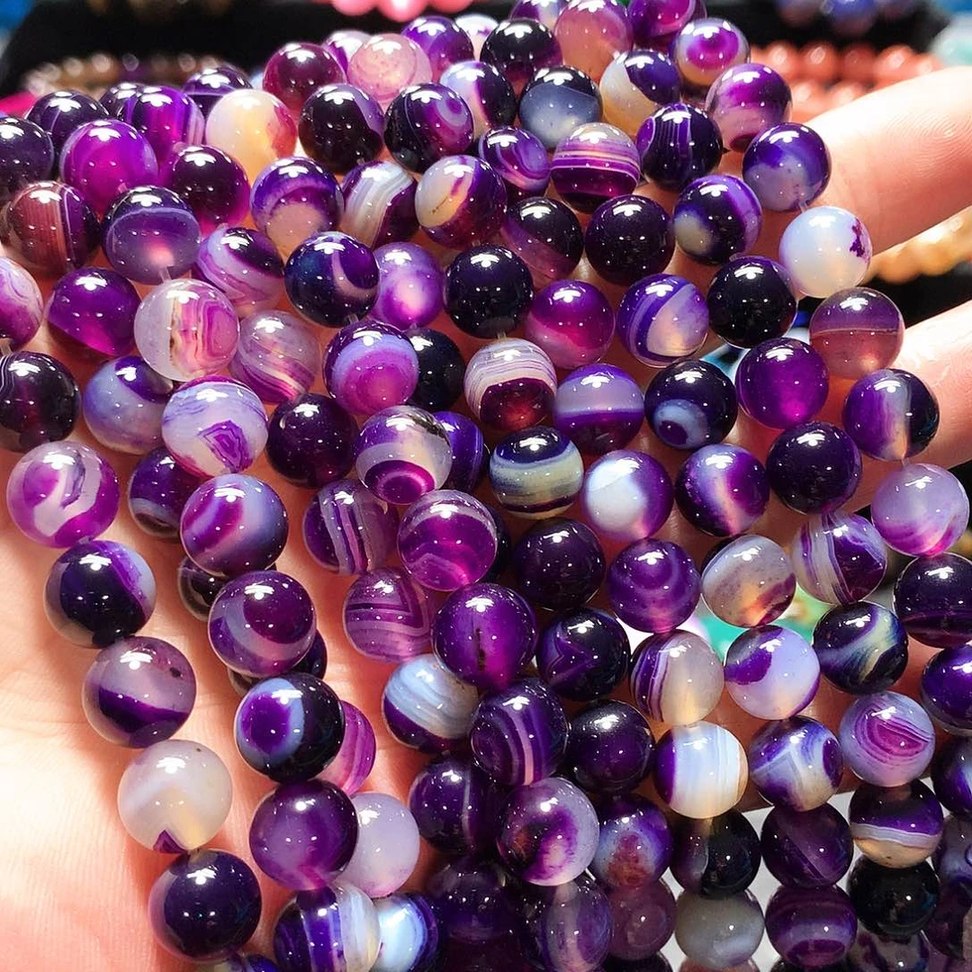 未镶嵌手链玛瑙/玉髓卡10一条紫玛瑙散珠