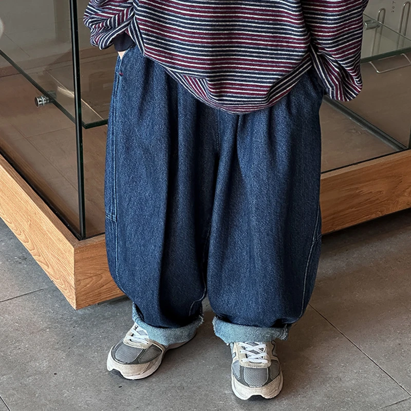 【现货】略略童装儿童春秋款纯色宽松休闲牛仔裤251KZ3014