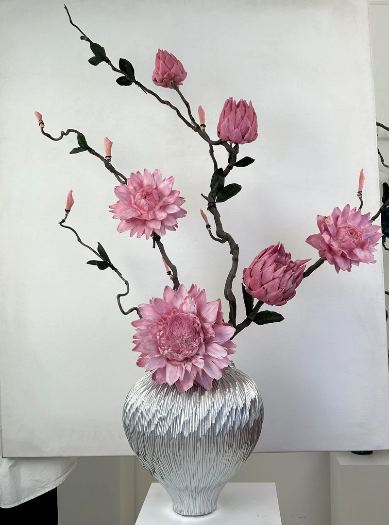 永生洋蓟，龙枣枝造景，真花艺术孤品